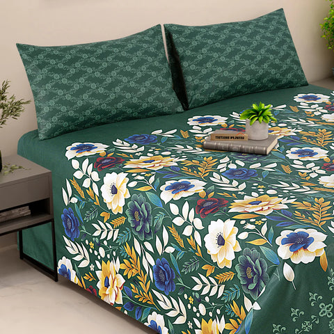 Green Floral - Bed Sheet Set Buy One Get one free