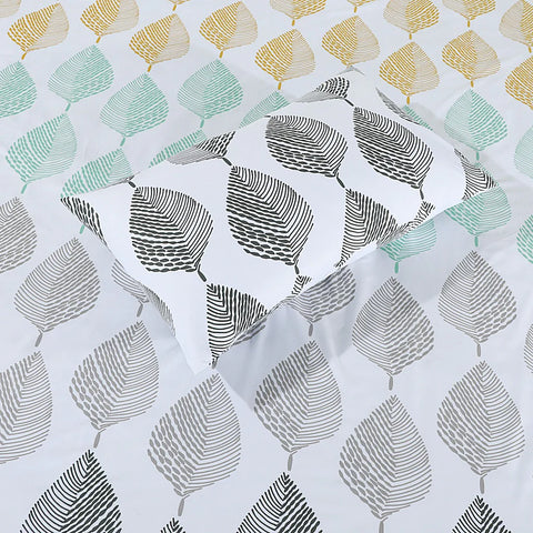 Micro Fiber Bed Sheet Leaf Print King-30273 Buy One Get one free
