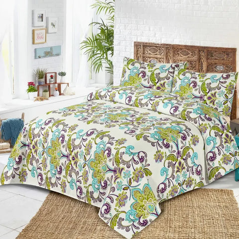 Cotton Jacquard Bed Sheet Paisley Floral