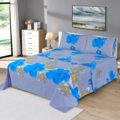 Micro Fiber Bed Sheet 3D Hepatica Flower King-30301 RFS Buy One Get one free