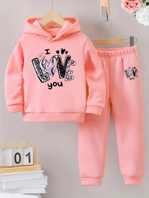 I love You Letter Graphic Tracksuit