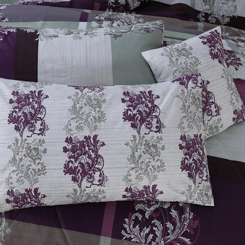 Plum Floral Checkered - Bed Sheet Set Buy One Get one free
